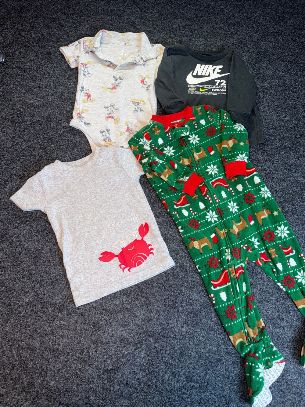 12 Month Old Boys 3 Shirts One BodySuit Bundle. Carter’s/Nike